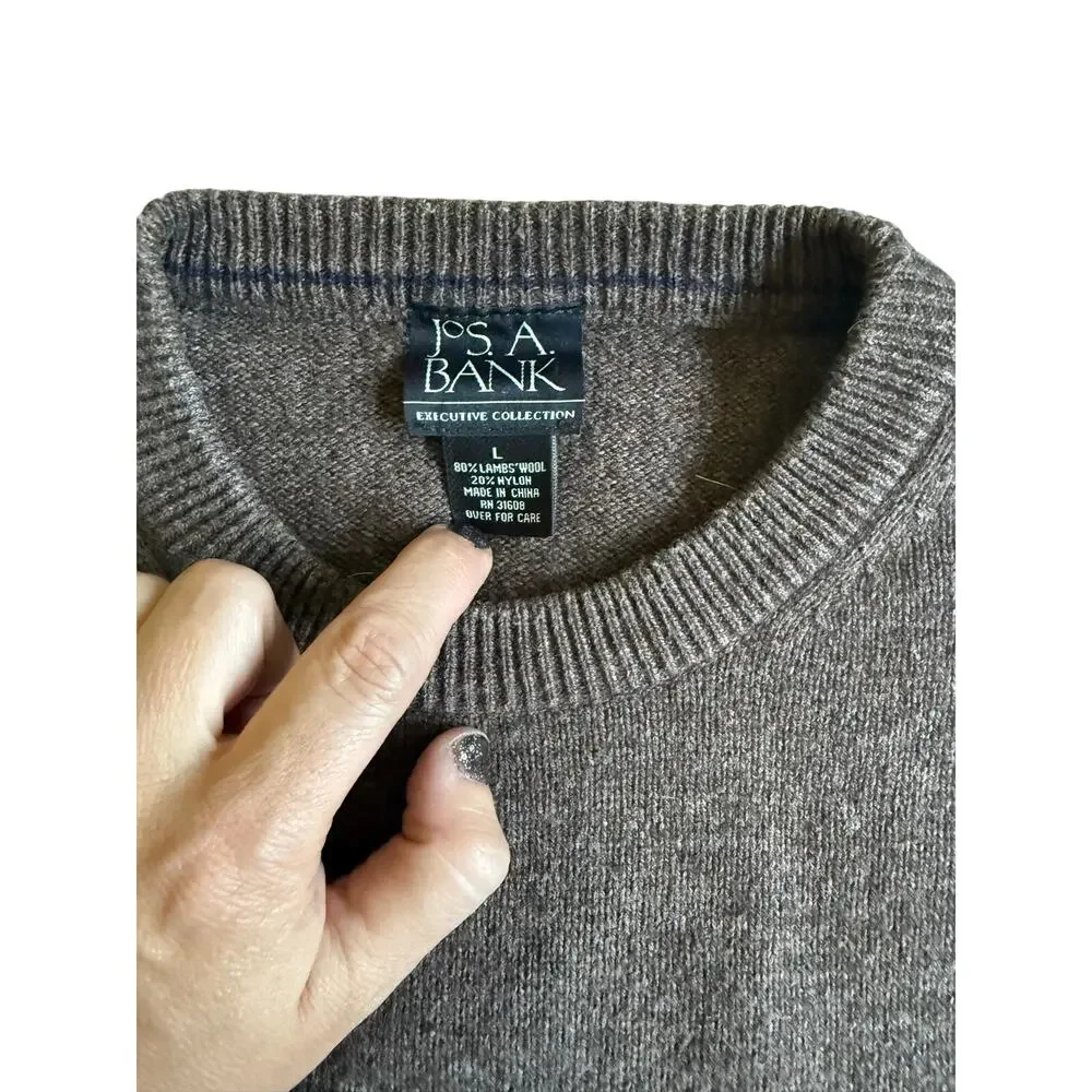 Jos. A. Bank Executive Collection Lambswool Crewneck Sweater Size Large Brown